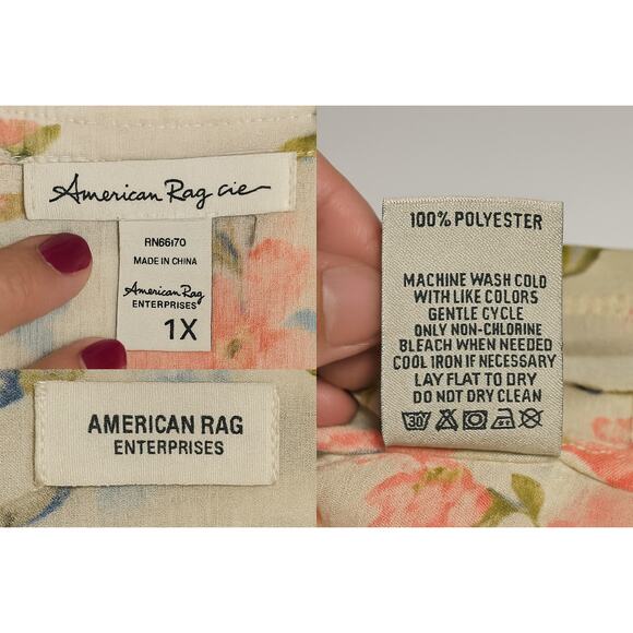 American Rag Cie Dress Women’s 1X Floral Sleeveless Button Front Ruffle Hem Boho - Picture 9 of 12